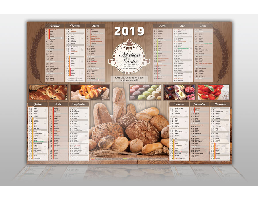 Calendriers et Agendas pour Métiers de la Boulangerie et Patisserie