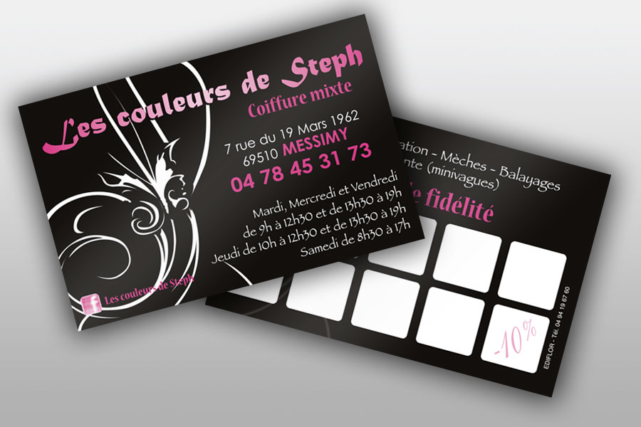Cartes de Visite pour Métiers de la Coiffure, Beauté, Esthétique