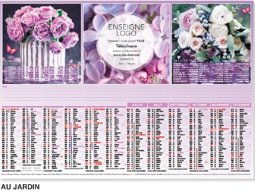 Calendriers et Agendas pour Métiers de la Fleur