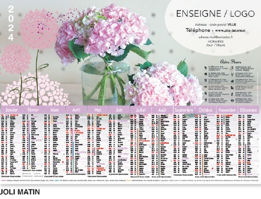 Calendriers et Agendas pour Métiers de la Fleur