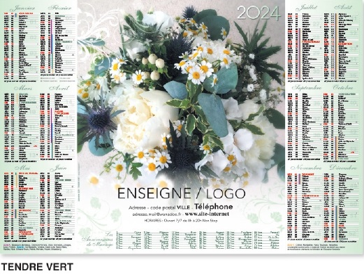 Calendriers et Agendas pour Métiers de la Fleur