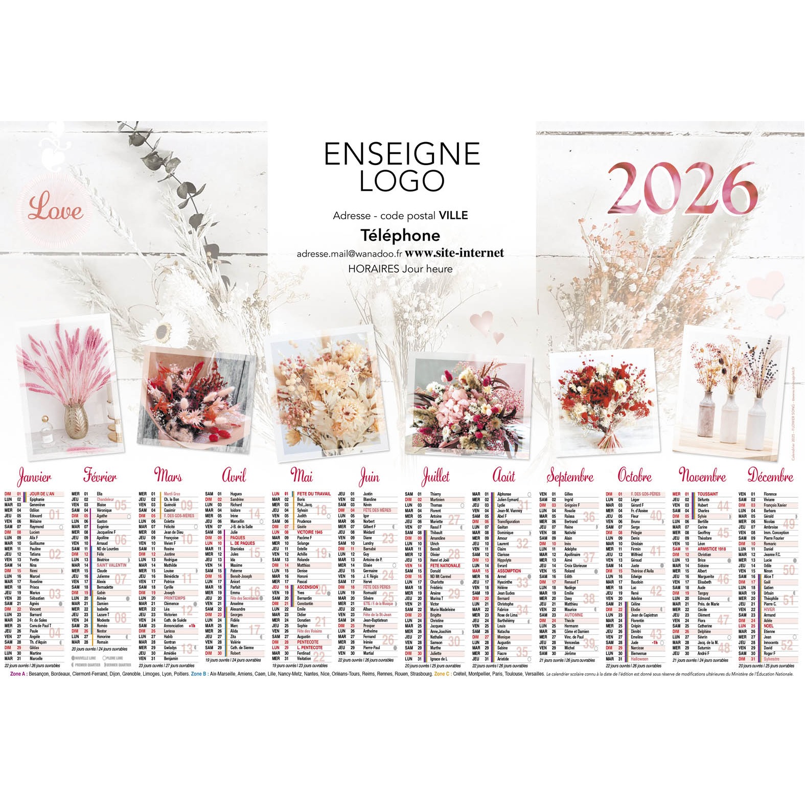 Calendrier 2026 - Flower Song