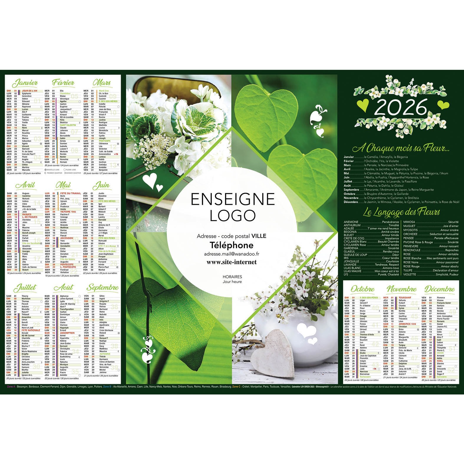 Calendrier 2026 - Love Green