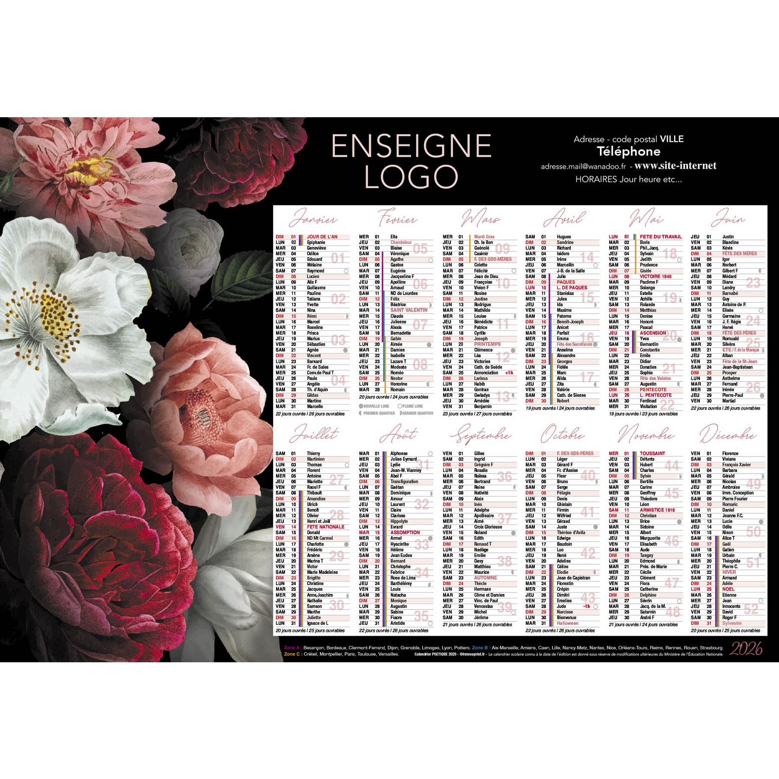 Calendrier 2026 - Poétique